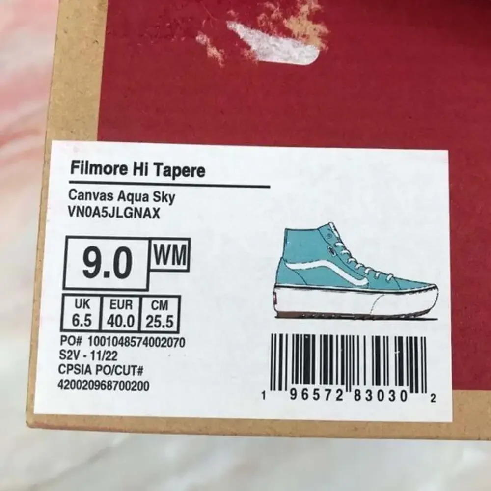 NEW Vans Filmore Hi Tapere Platform in Aqua Sky Canvas